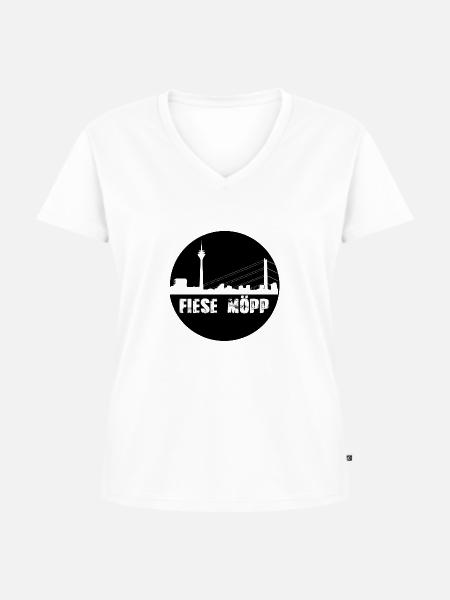 düsseldorf,skyline,kreis,fiese möpp - Frauen Premium Bio T-Shirt mit V-Ausschnitt - Weiß