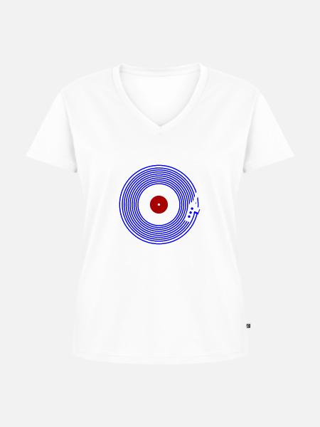 Langspielplatte mit Tonabnehmer LP - Frauen Premium Bio T-Shirt mit V-Ausschnitt - Weiß