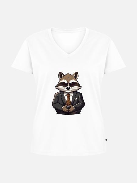 Geschäftsführer von Raccoon - Frauen Premium Bio T-Shirt mit V-Ausschnitt - Weiß