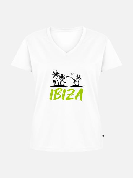 ibiza - Frauen Premium Bio T-Shirt mit V-Ausschnitt - Weiß