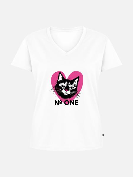 Number one - Frauen Premium Bio T-Shirt mit V-Ausschnitt - Weiß