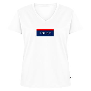 POLIER BAU STELLE ARBEIT GESCHENK POLIZEI OIDA - Frauen Premium Bio T-Shirt mit V-Ausschnitt - Weiß - Vorne - AI Model Female 172 dark (172cm)