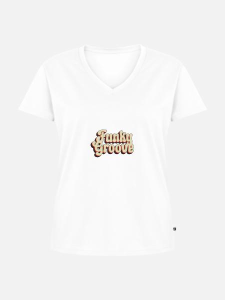 Funky Groove - Frauen Premium Bio T-Shirt mit V-Ausschnitt - Weiß