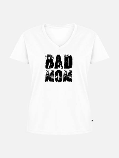 bad mom,mom,graffiti,typo,schrift,schwarz - Frauen Premium Bio T-Shirt mit V-Ausschnitt - Weiß