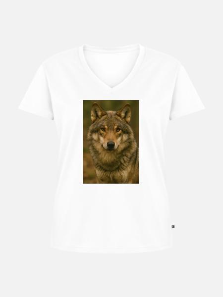 Tier, Wolf - Frauen Premium Bio T-Shirt mit V-Ausschnitt - Weiß