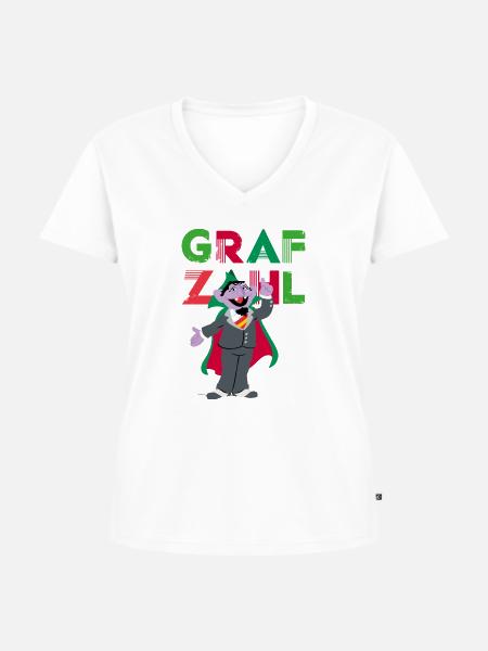 Sesamstraße Graf Zahl - Frauen Premium Bio T-Shirt mit V-Ausschnitt - Weiß