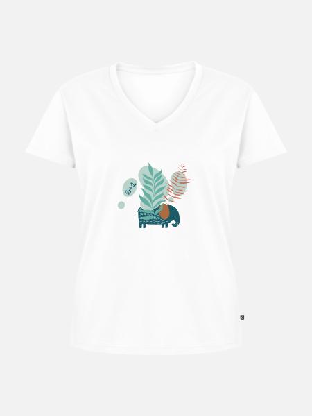 Elefant in der Savanne - Frauen Premium Bio T-Shirt mit V-Ausschnitt - Weiß