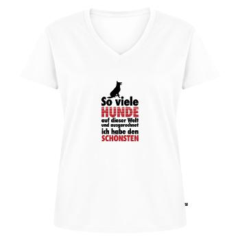 Schönster Hund der Welt Hundeliebe Geschenk - Frauen Premium Bio T-Shirt mit V-Ausschnitt - Weiß - Vorne - AI Model Female 172 dark (172cm)