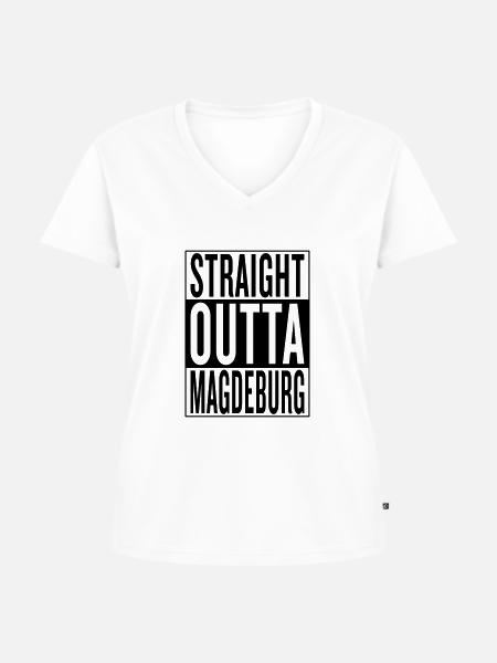 Magdeburg - Frauen Premium Bio T-Shirt mit V-Ausschnitt - Weiß