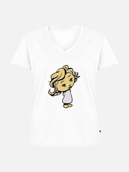 Kind kleines Mädchen - Frauen Premium Bio T-Shirt mit V-Ausschnitt - Weiß
