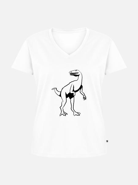 Saurier Dinosaurier Button - Frauen Premium Bio T-Shirt mit V-Ausschnitt - Weiß