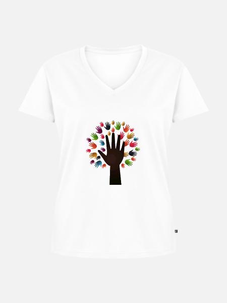 Diversity Tree - Frauen Premium Bio T-Shirt mit V-Ausschnitt - Weiß