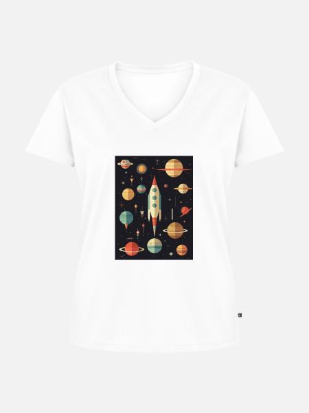 Rocket Launch Raketenstart - Frauen Premium Bio T-Shirt mit V-Ausschnitt - Weiß