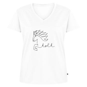 Islandpferd one line - Frauen Premium Bio T-Shirt mit V-Ausschnitt - Weiß - Vorne - AI Model Female 172 dark (172cm)