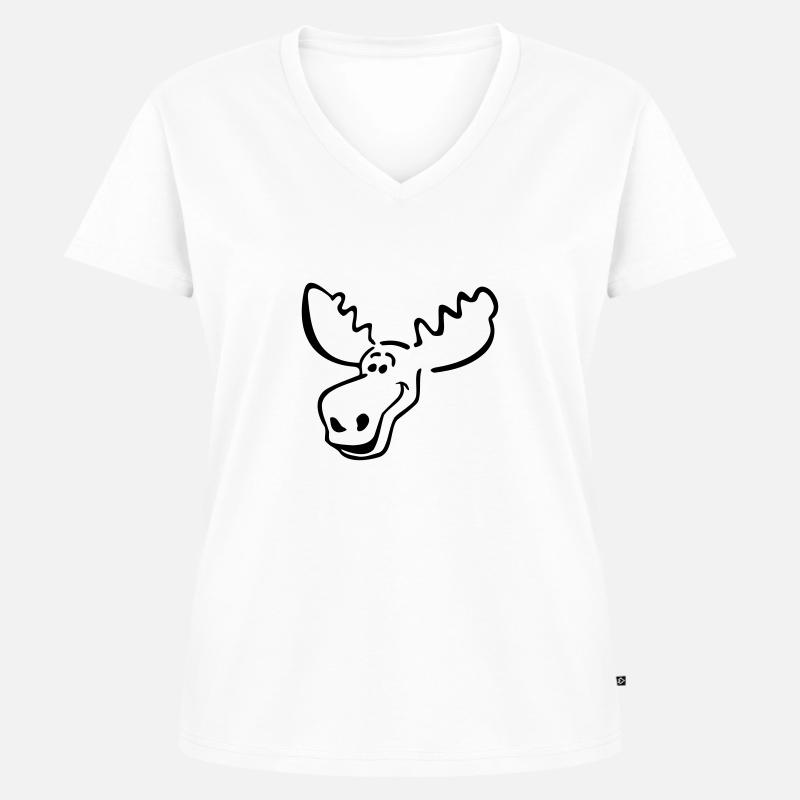elch_pur - Frauen Premium Bio T-Shirt mit V-Ausschnitt - Weiß