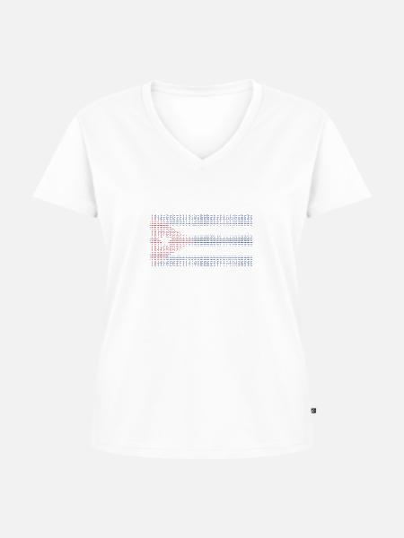 Cuba Flag - Frauen Premium Bio T-Shirt mit V-Ausschnitt - Weiß