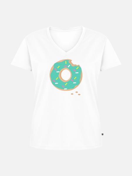 Krapfen - Frauen Premium Bio T-Shirt mit V-Ausschnitt - Weiß
