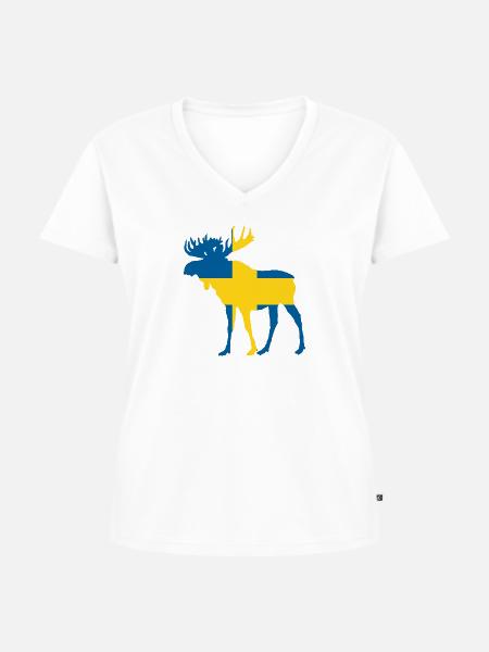 Elch Schweden - Frauen Premium Bio T-Shirt mit V-Ausschnitt - Weiß