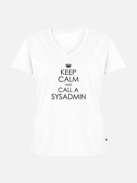 call sysadmin - Frauen Premium Bio T-Shirt mit V-Ausschnitt - Weiß