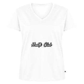 Health Club - Vrouwen Premium Bio T-shirt met V-hals - wit - Voor - AI Model Female 172 dark (172cm)