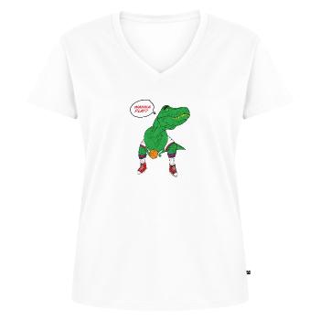 Dino - Dinosaures - T-Rex - Basketball - Sports - T-shirt encolure en V Premium bio Femme - blanc - Devant - AI Model Female 172 dark (172cm)