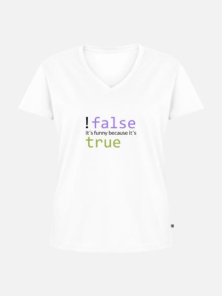!false == true (dunkel) - Frauen Premium Bio T-Shirt mit V-Ausschnitt - Weiß