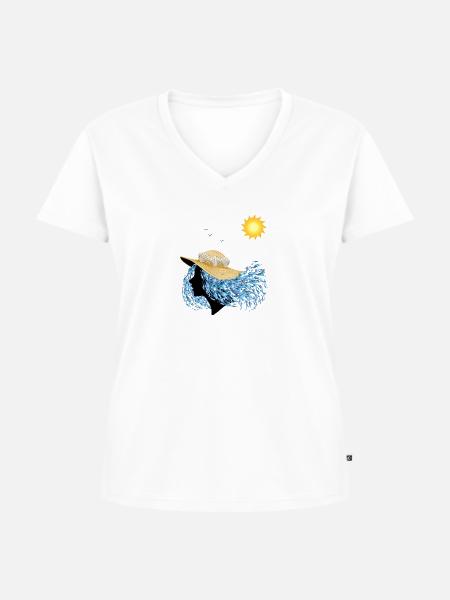 Sommer Laune - Frauen Premium Bio T-Shirt mit V-Ausschnitt - Weiß