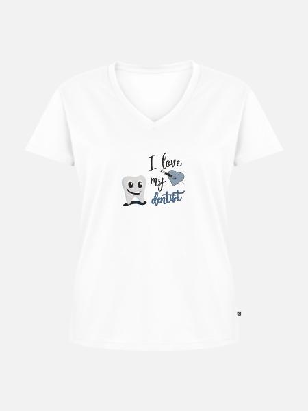 Zahnarzt - Frauen Premium Bio T-Shirt mit V-Ausschnitt - Weiß