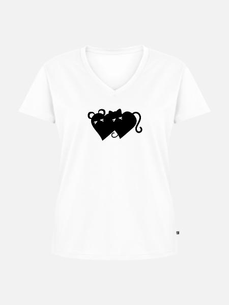 Katze und Maus verschmolzen - Frauen Premium Bio T-Shirt mit V-Ausschnitt - Weiß