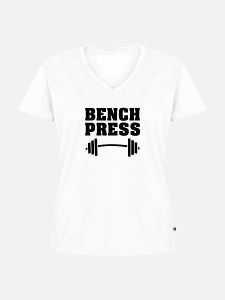 Bankdrücken - Frauen Premium Bio T-Shirt mit V-Ausschnitt - Weiß