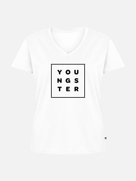 JÜNGSTER - Frauen Premium Bio T-Shirt mit V-Ausschnitt - Weiß