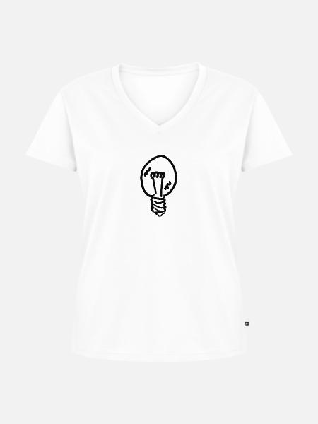 Glühbirne #IDEE (Schwarz) - Frauen Premium Bio T-Shirt mit V-Ausschnitt - Weiß