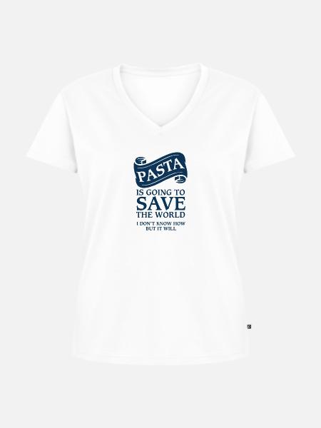 Pasta Nudeln - Frauen Premium Bio T-Shirt mit V-Ausschnitt - Weiß