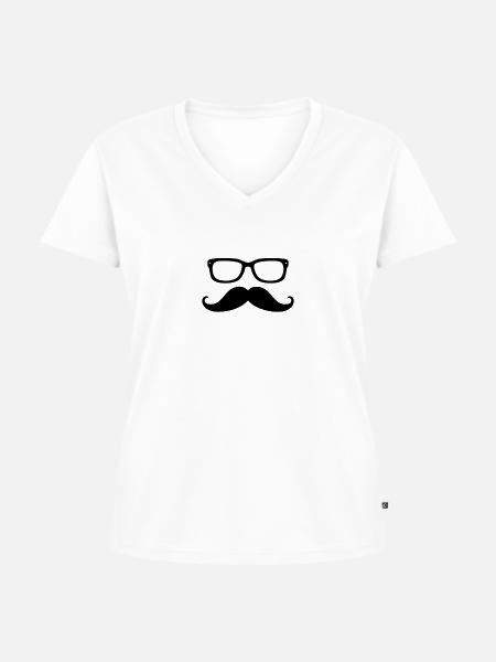 Schnurrhaare - Frauen Premium Bio T-Shirt mit V-Ausschnitt - Weiß