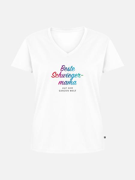 Beste Schwiegermama - Frauen Premium Bio T-Shirt mit V-Ausschnitt - Weiß