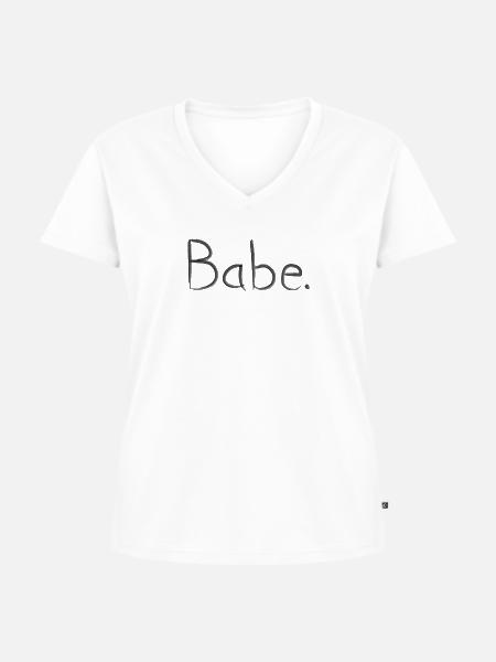 BABE - Frauen Premium Bio T-Shirt mit V-Ausschnitt - Weiß