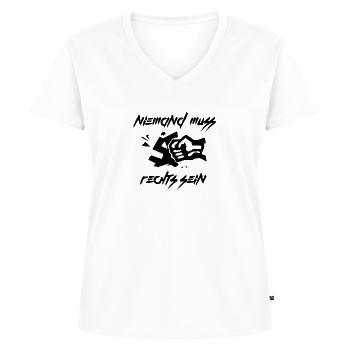 Niemand muss rechts sein - gegen rechts - Frauen Premium Bio T-Shirt mit V-Ausschnitt - Weiß - Vorne - AI Model Female 172 dark (172cm)