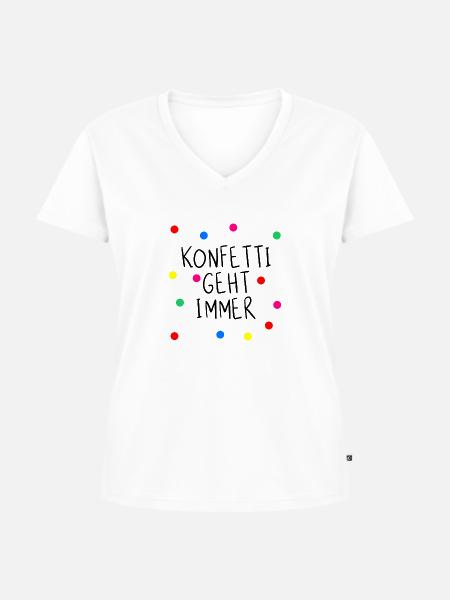 Konfetti geht immer - Frauen Premium Bio T-Shirt mit V-Ausschnitt - Weiß