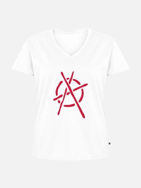 anarchy logo stencil - Frauen Premium Bio T-Shirt mit V-Ausschnitt - Weiß