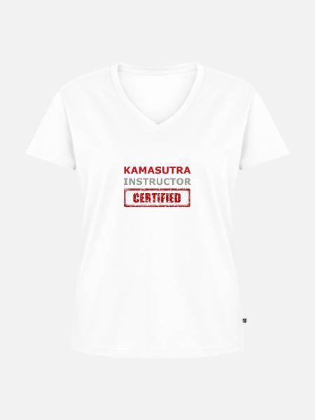 Kamasutra Instructor - Certified - Frauen Premium Bio T-Shirt mit V-Ausschnitt - Weiß