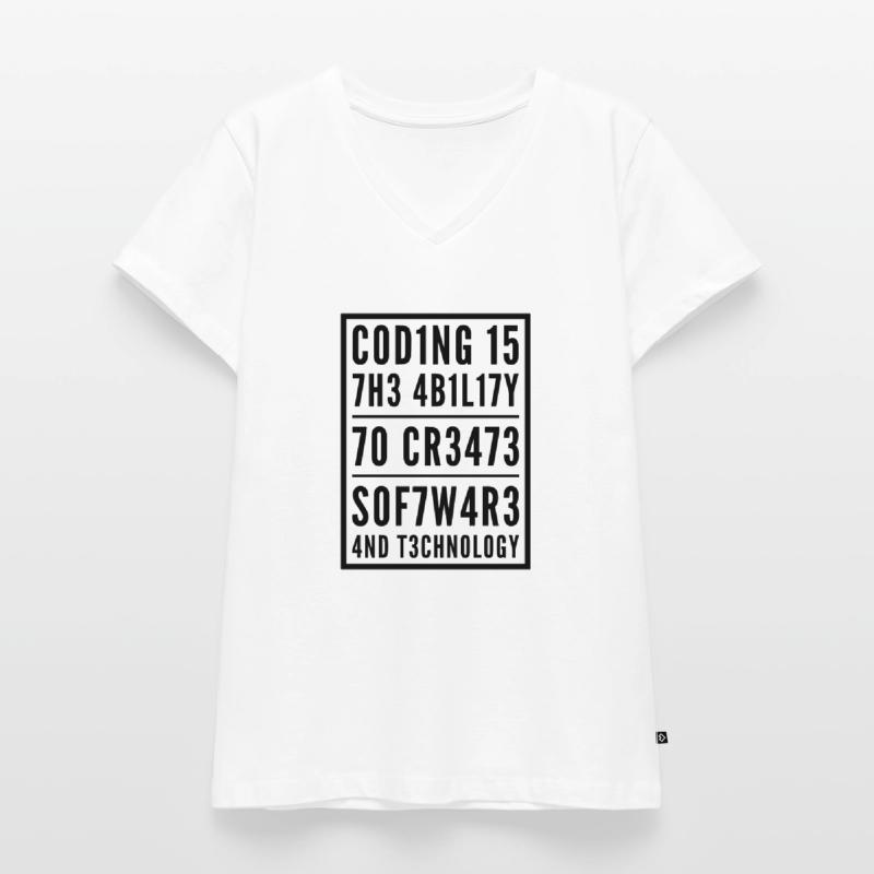 Programmation Coden L337 Leetspeak Saying T-shirt encolure en V Premium bio Femme