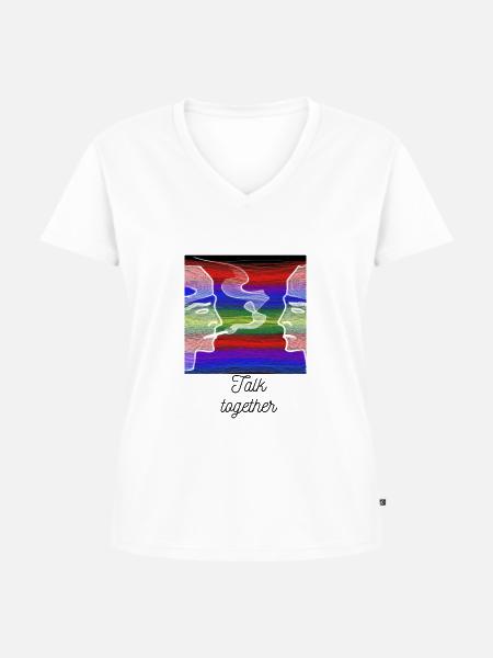 talk - Frauen Premium Bio T-Shirt mit V-Ausschnitt - Weiß