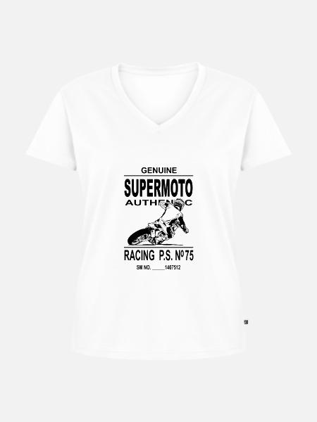 Supermoto - Frauen Premium Bio T-Shirt mit V-Ausschnitt - Weiß
