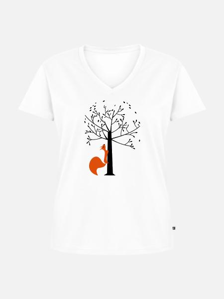 Eichhörnchen klettert - Frauen Premium Bio T-Shirt mit V-Ausschnitt - Weiß