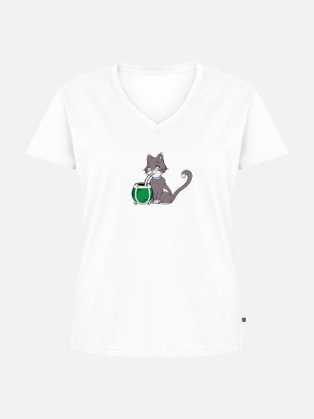 Cat Mate - Frauen Premium Bio T-Shirt mit V-Ausschnitt - Weiß