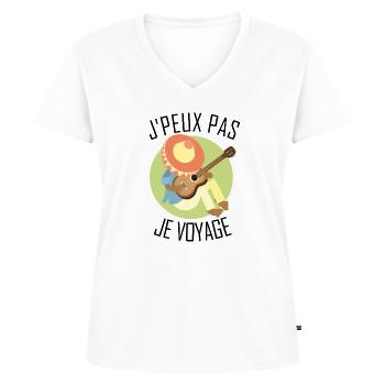 Ich kann nicht reisen - Frauen Premium Bio T-Shirt mit V-Ausschnitt - Weiß - Vorne - AI Model Female 172 dark (172cm)