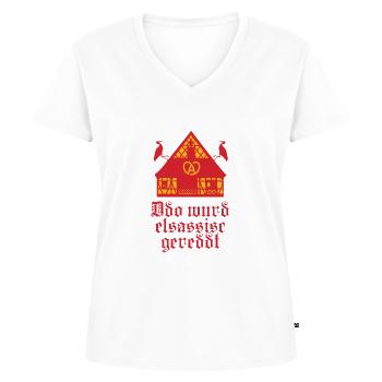 Drapeau Alsace - T-shirt encolure en V Premium bio Femme - blanc - Devant - AI Model Female 172 dark (172cm)