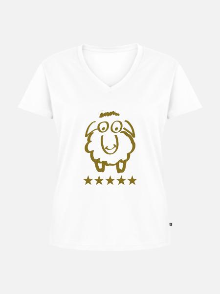 sheep 5 star - Frauen Premium Bio T-Shirt mit V-Ausschnitt - Weiß