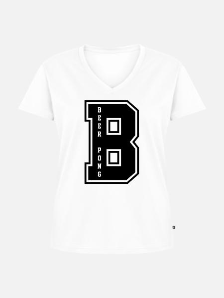 Beer Pong B - Frauen Premium Bio T-Shirt mit V-Ausschnitt - Weiß