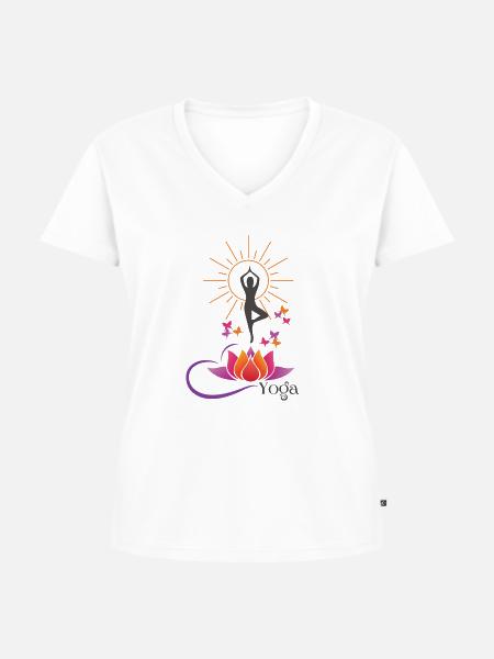 YOGA - Frauen Premium Bio T-Shirt mit V-Ausschnitt - Weiß